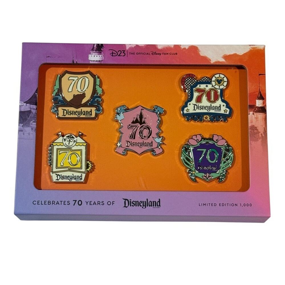 D23 Exclusive Disneyland Parks 70th Anniversary Destinations Pin Set‎ LE 1000